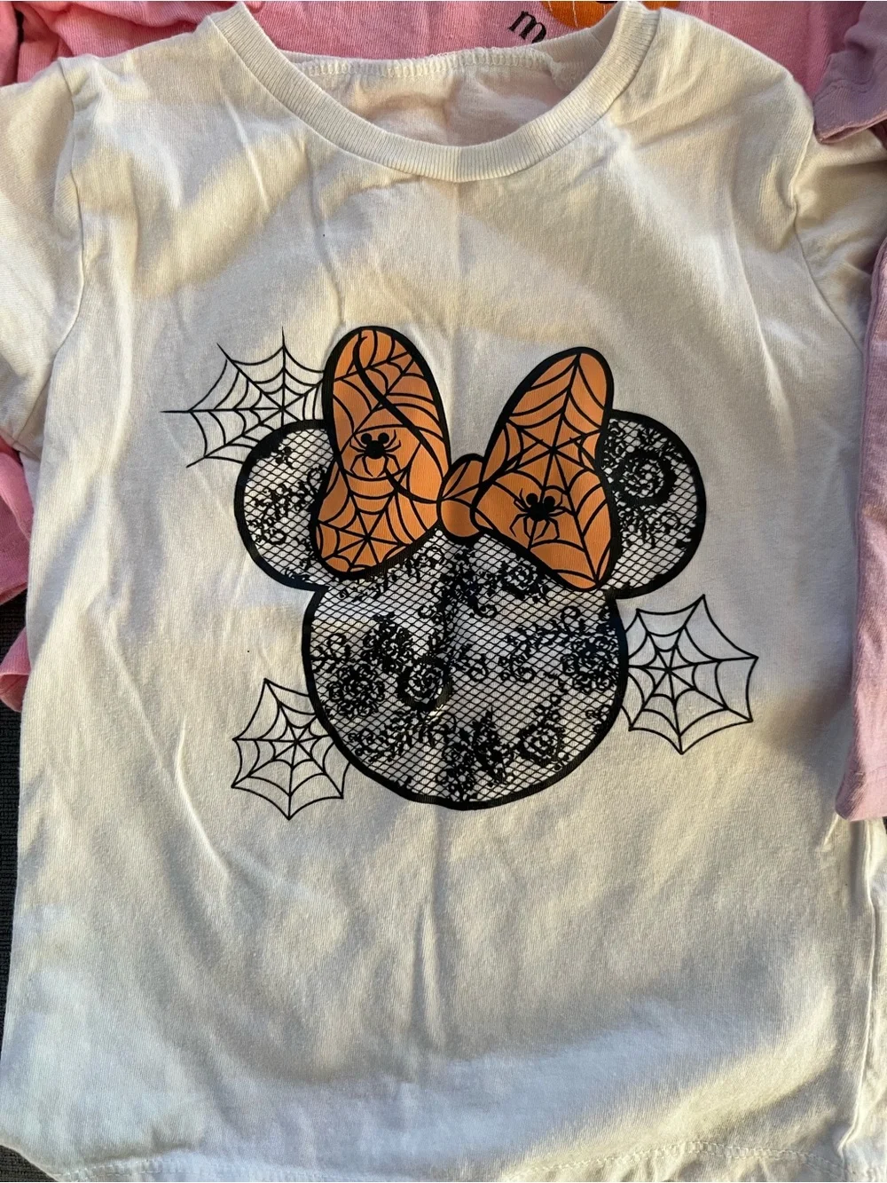 Kids Halloween Pumpkin Tee - Pink & White